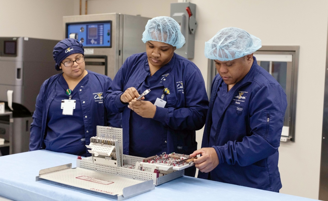 Sterile Processing program students work in the lab.